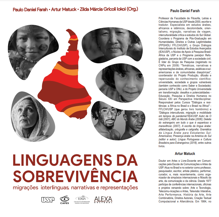 Parte 1 da contracapa do livro Linguagens da Sobrevivência - Migrações, interlínguas, narrativas e representações