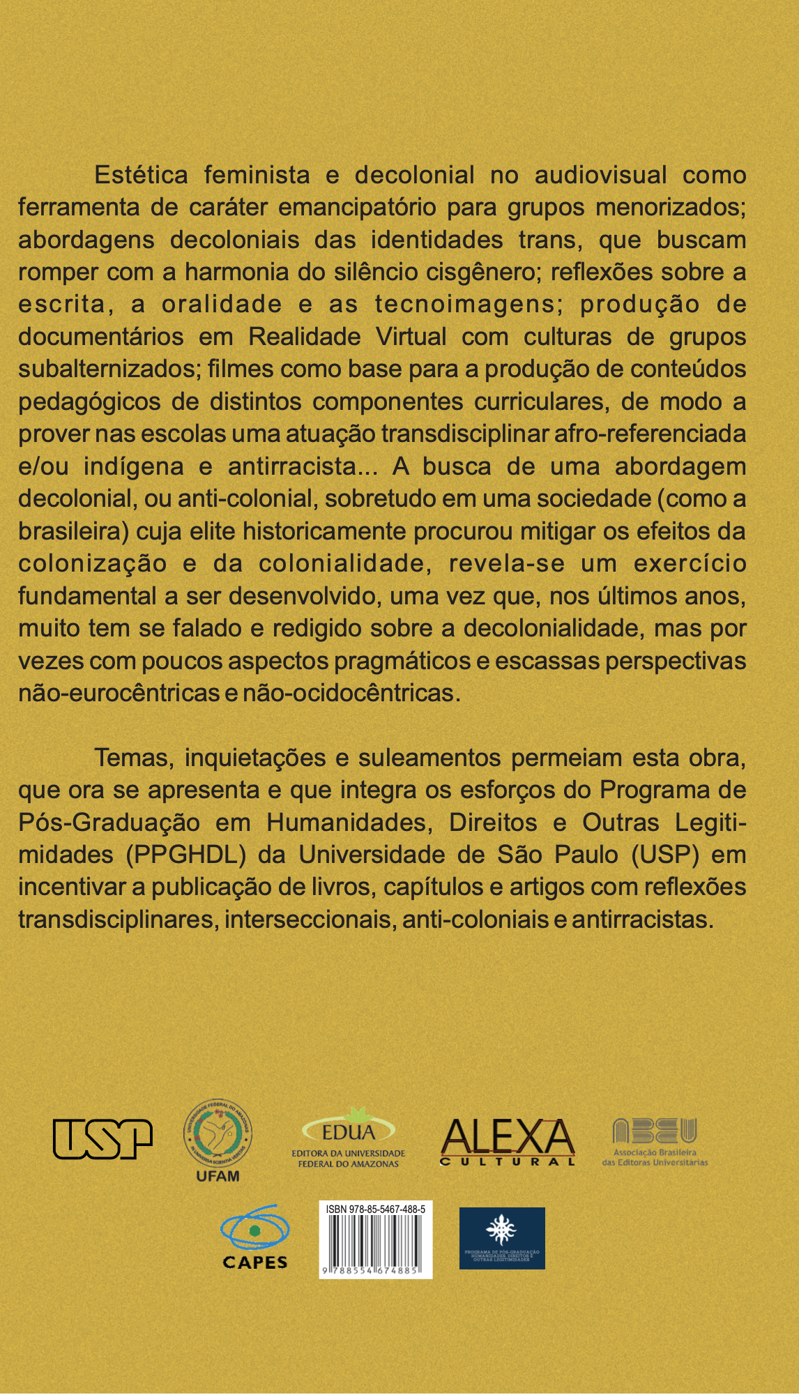 "Verso da Capa do Livro Estética do jogo e da câmara: uma leitura decolonial da imagem e do imaginário"